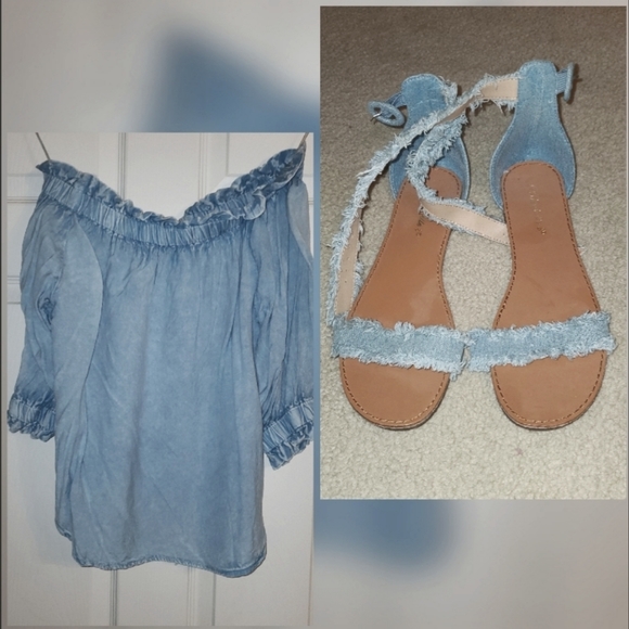 Bundle: Off the shoulder top and sandals to match - Picture 1 of 3
